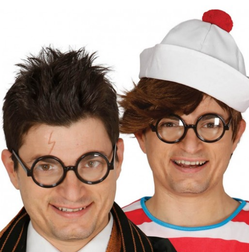 Schwarze Studentenbrille mit Gläsern - 1 Stück (5563)