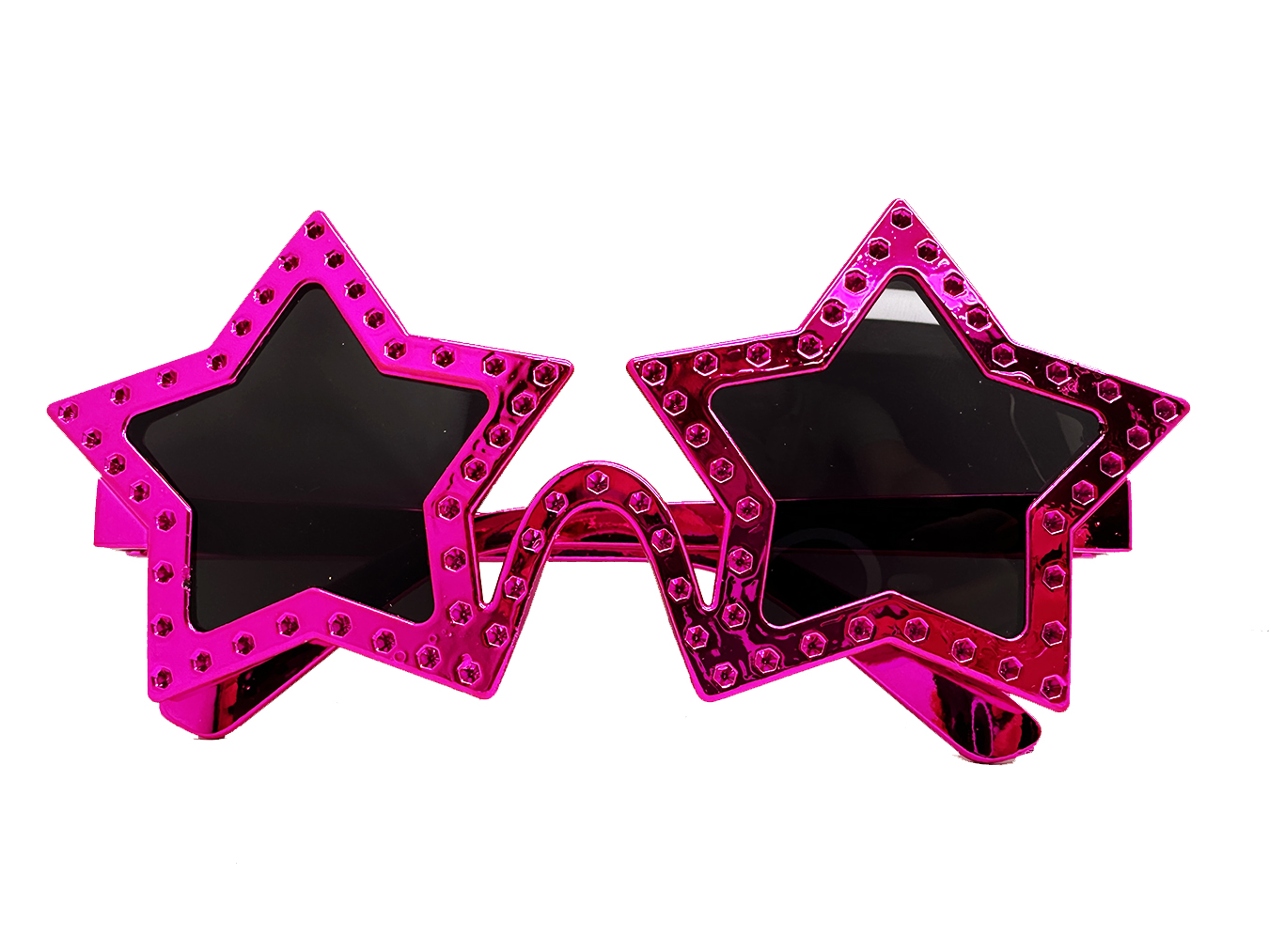 Fuşya Renk Yıldız Şekil Parti Gözlüğü Retro 16X7 cm (5563)