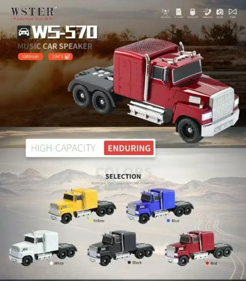 WS-570 Car-Shaped Bluetooth Speaker Retro HIFI Stereo Soundbox