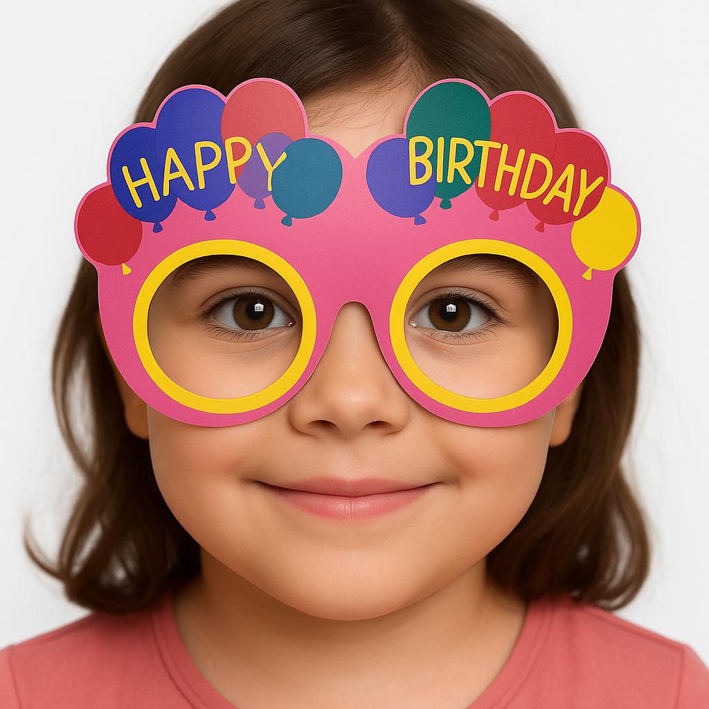 Ballonmuster Karton Geburtstagsbrille 6er Set Pink (5563)