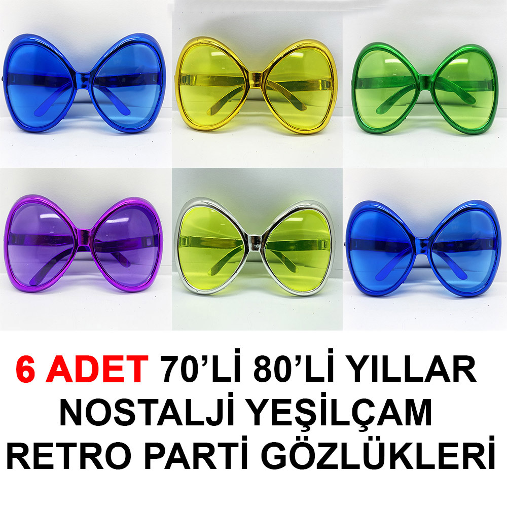 70li 80li Yıllar Nostalji Yeşilçam Retro Parti Gözlükleri 6 Adet (5563)