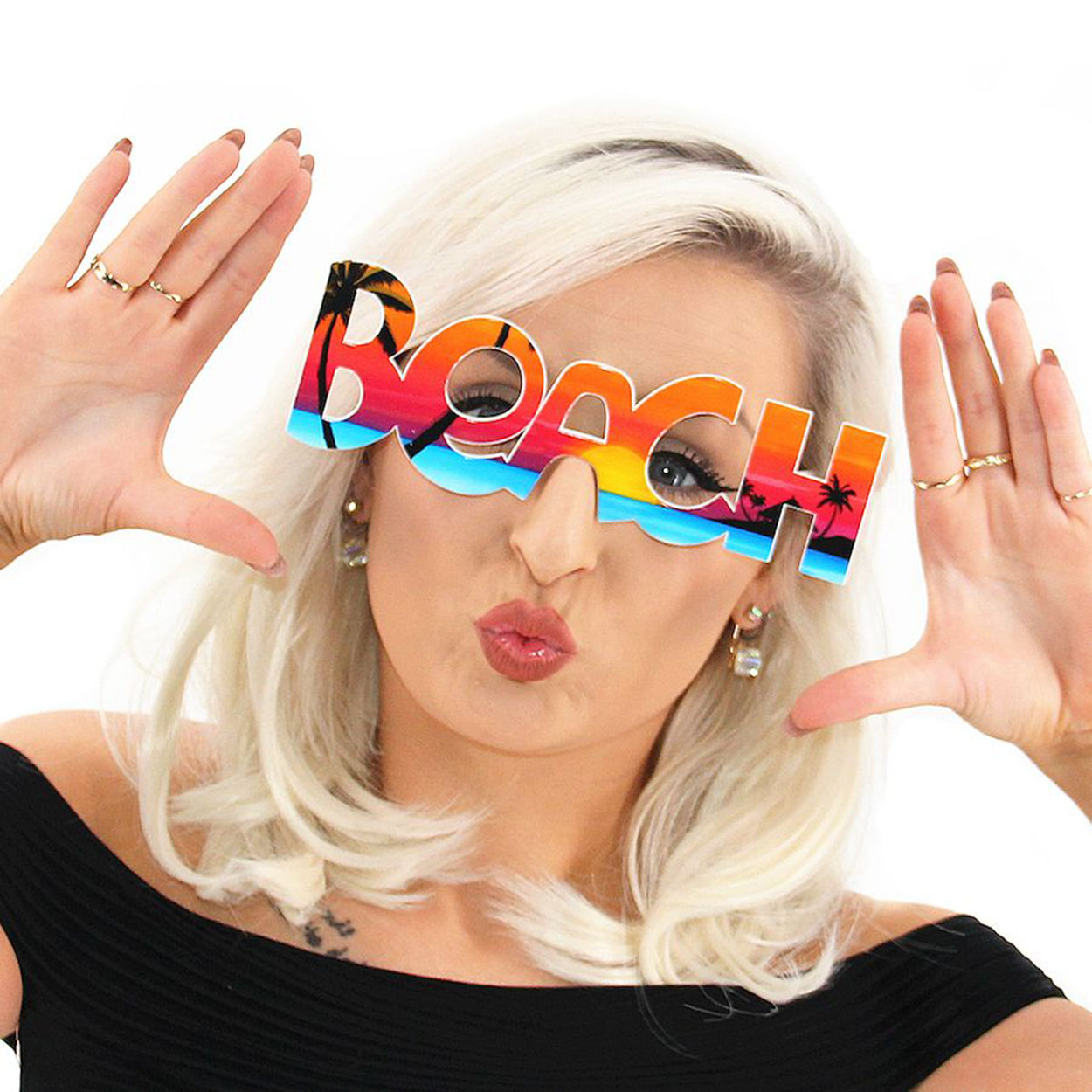 Beach Yazılı Parti Gözlüğü Yaza Merhaba Hawaii Show Gözlüğü 19x6 cm (5563)