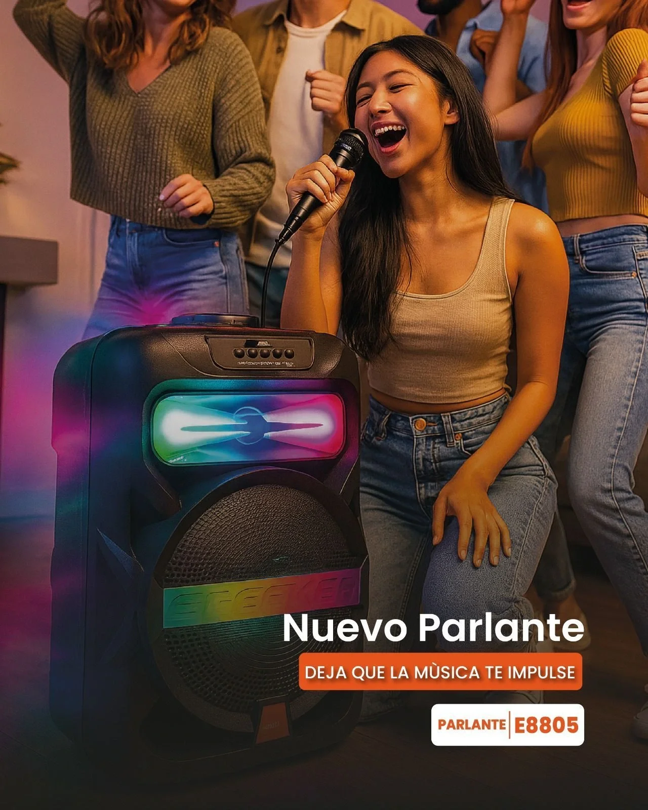 Platoon PL-4361 BT USB SD AUX 8 İNÇ Mikrofonlu Anfi Yüksek SES Taşınabilir RGB Işıklı Hoparlör (5563)