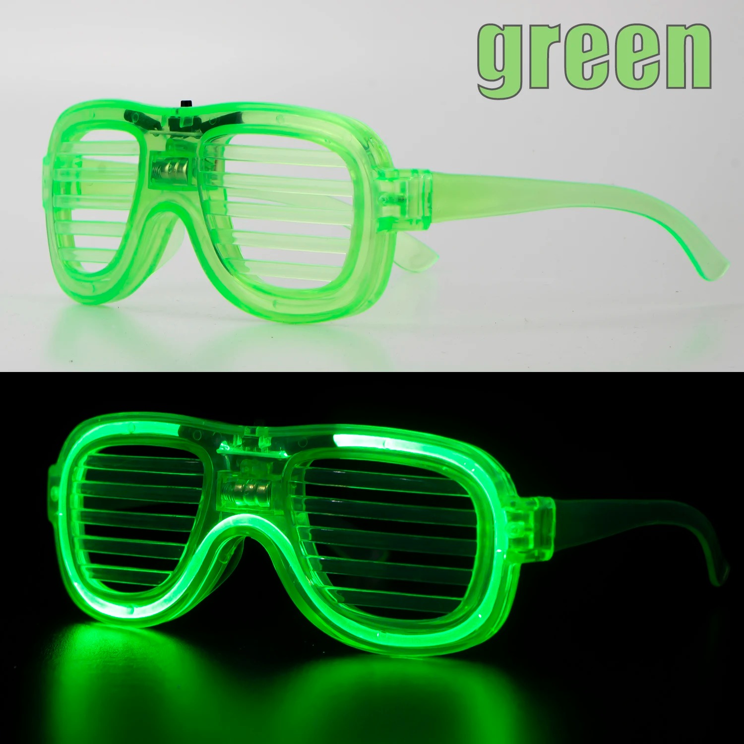 Grüne LED-Partybrille – Neon Glow Streifen-Brille 3 Modi (5563)