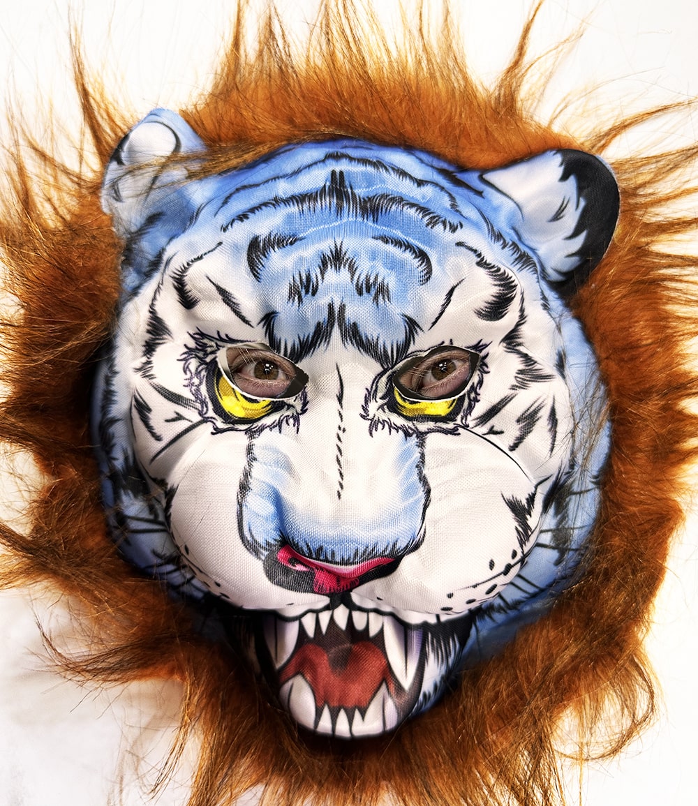 Kahverengi Saçlu Köpek Kurt Kaplan Maskesi Mega Peluş 34 No (5563)