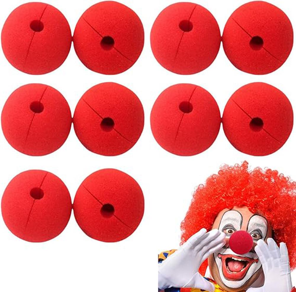 Kırmızı Renk Sünger Palyaço Burnu Takma Burun 10 Adet (5563)