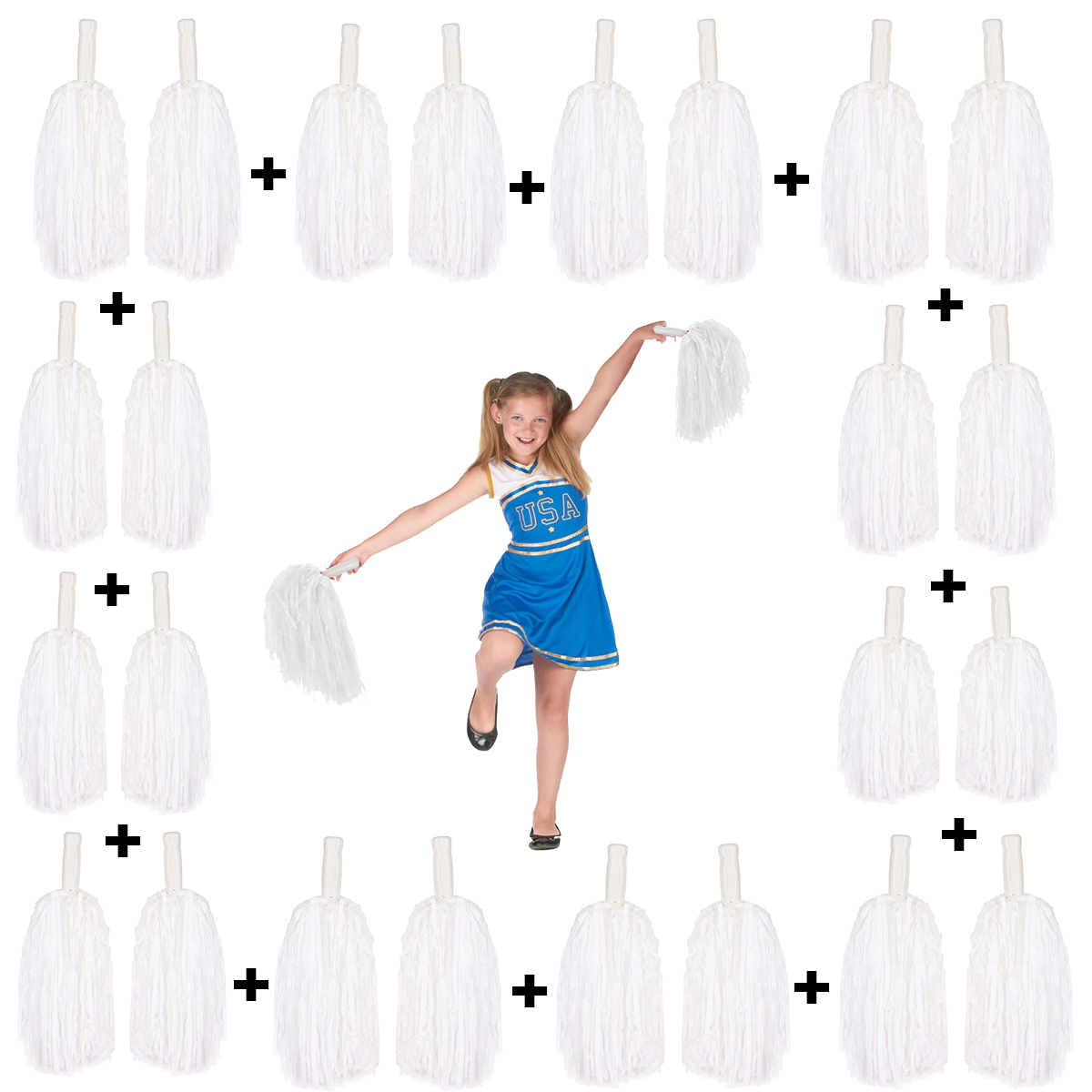 12 Çift ( 24 Adet ) Beyaz Renk 23 Nisan 19 Mayıs 29 Ekim Okul Gösteri Ponponları (5563)