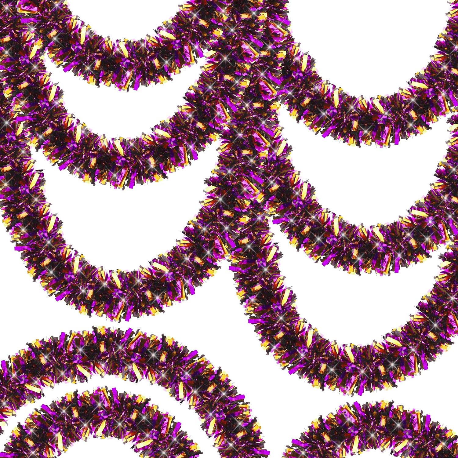 Mor Turuncu Renk 4 cm Genişlik Garland Çift Renk Sim Süs 180 cm (5563)