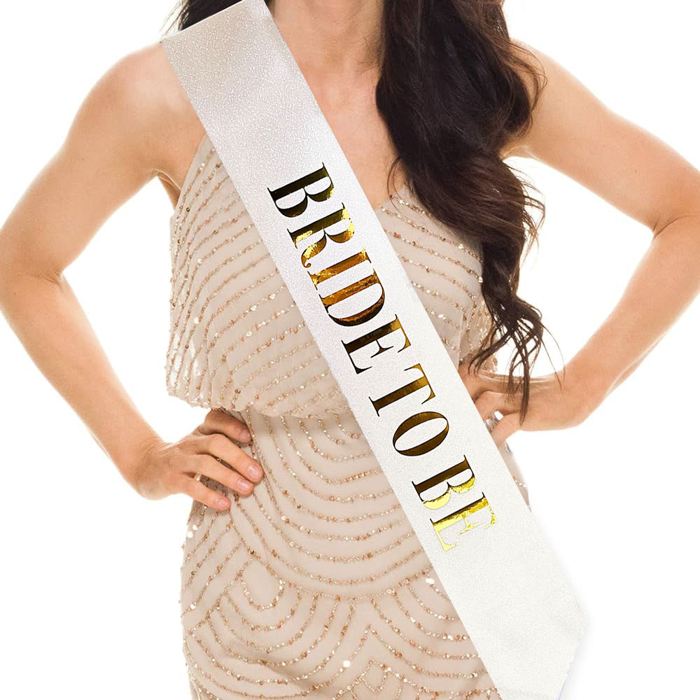Weiß-Gold Glitter Gürtel Bride To Be 10x80 cm (5563)
