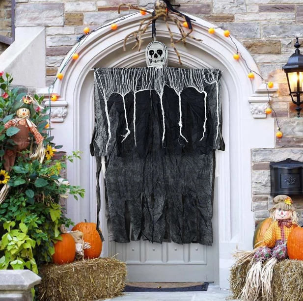 Ürpertici Kuru Kafa Korku Hayalet Saçaklı Dekor 90x50 cm (5563)