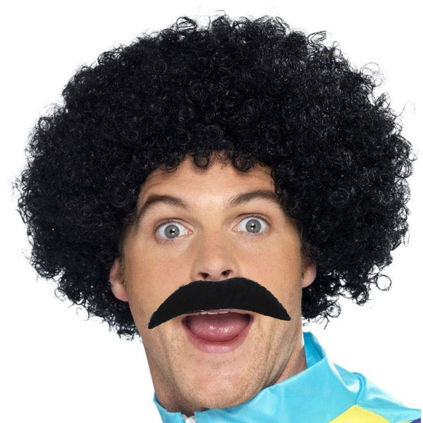 Siyah Scouser Erkek Kısa Peruk 120 Gr ve Bıyık Seti (5563)
