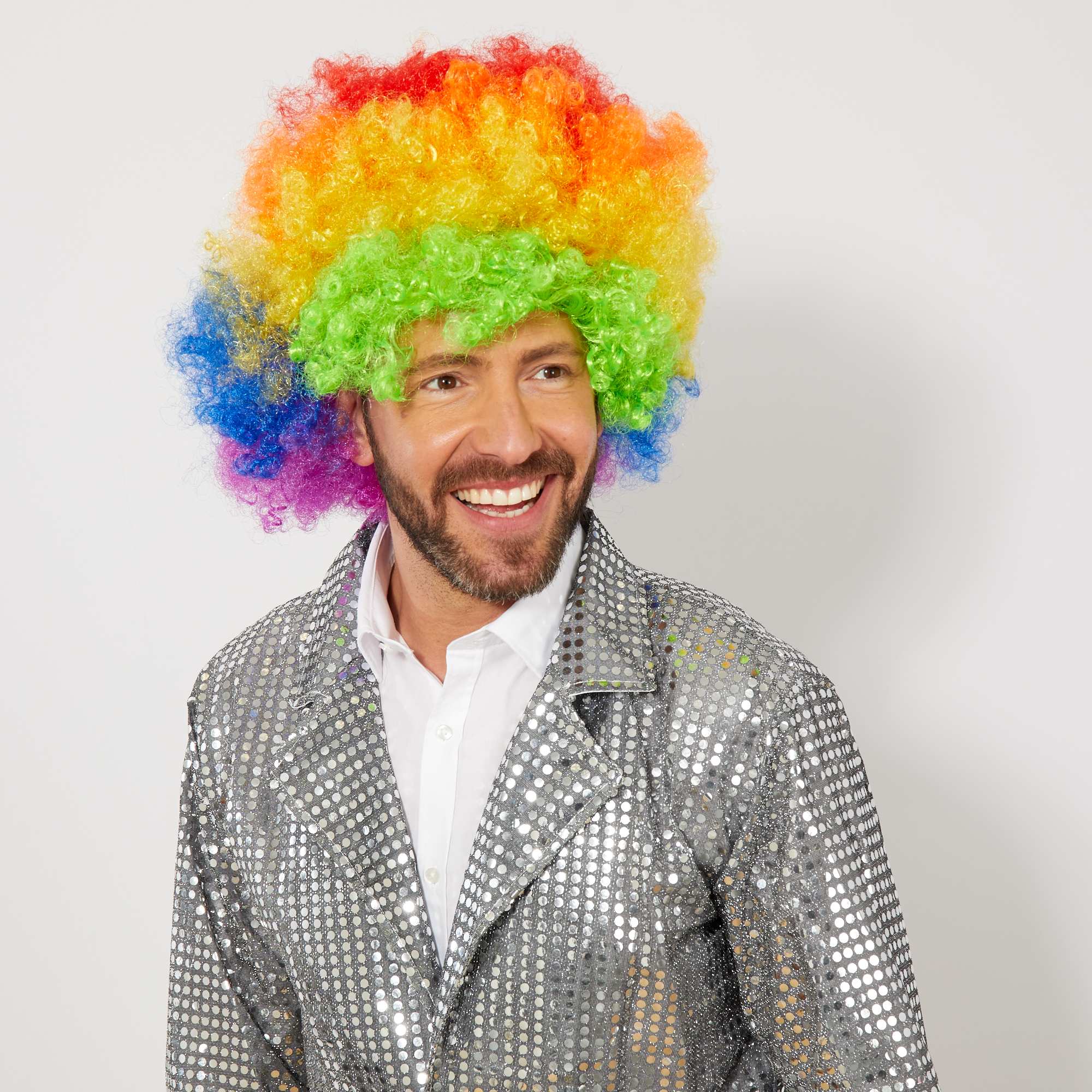 Mehrfarbige lockige Afro-Bonusperücke (5563)