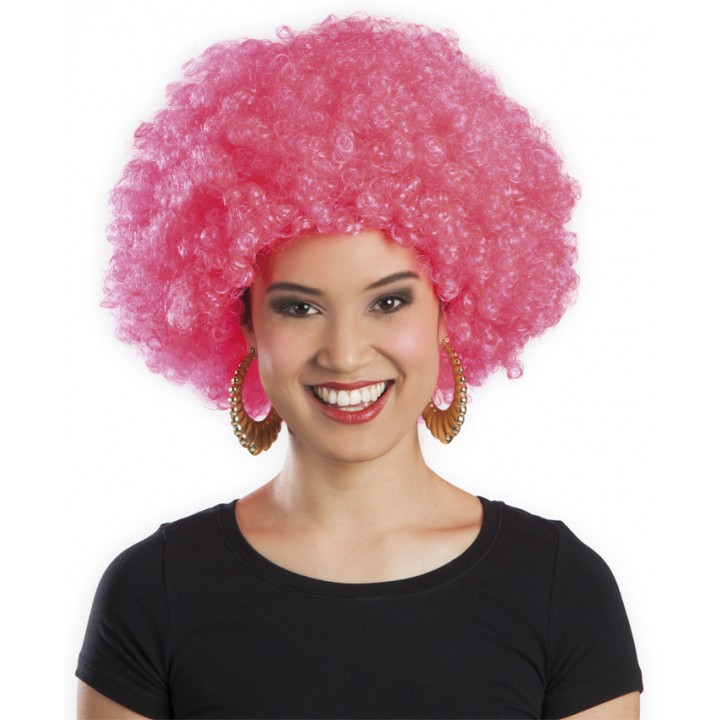 Pembe Renk Kıvırcık Afro Bonus Peruk (5563)