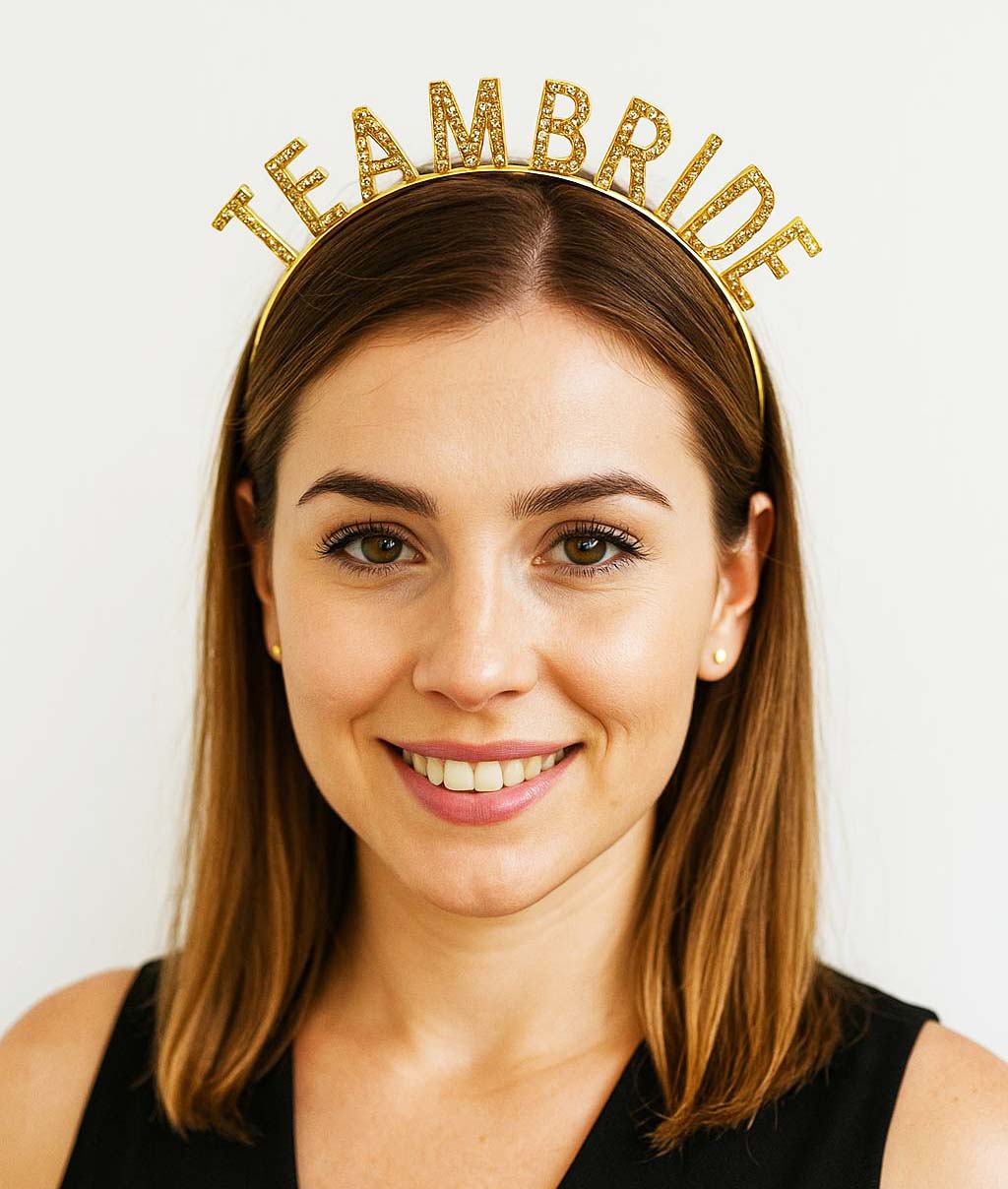 Goldene Team Bride Krone Kunststoff – Braut- und Brautjungfernkrone (5563)