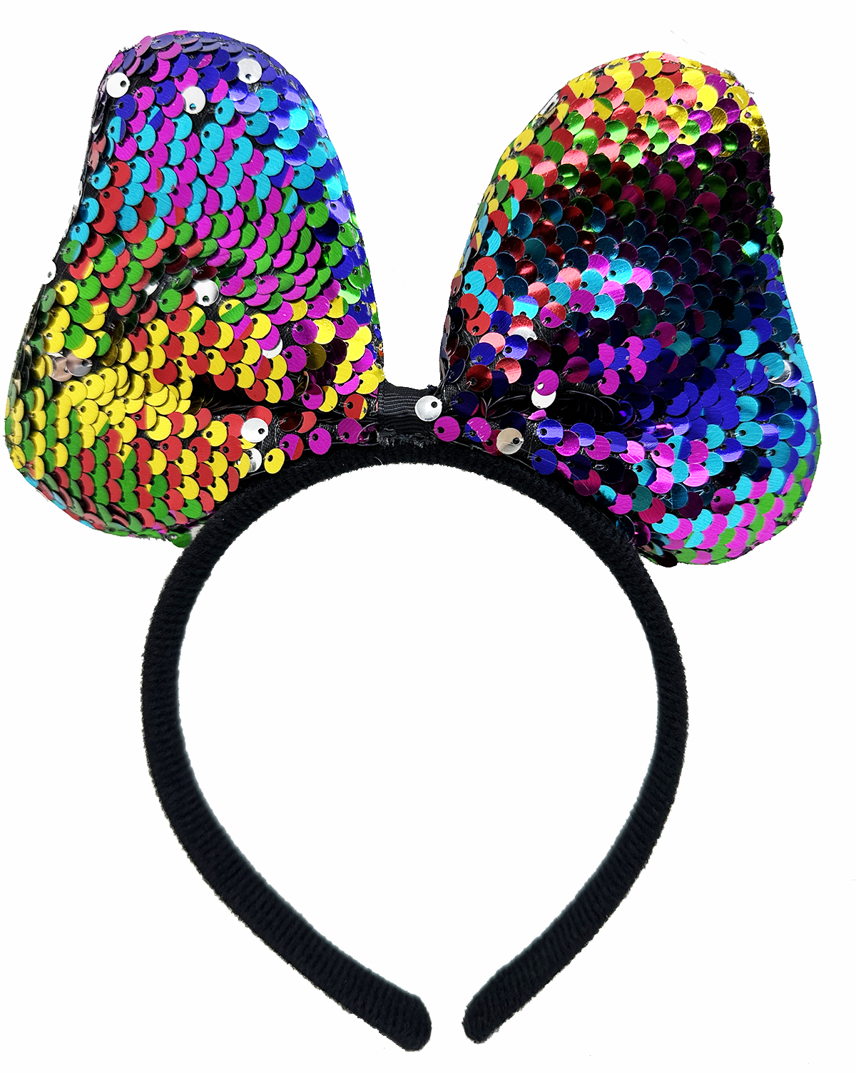 Renk Değiştiren Pullu Payetli Fiyonk Parti Tacı Rengarenk Gümüş Renk 20x16 cm (5563)