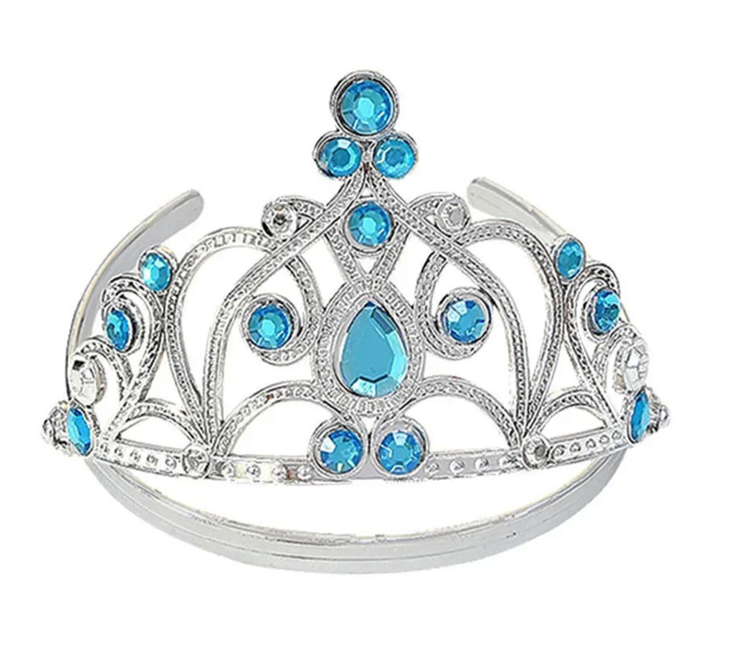 Mavi Taşlı Elsa Çocuk Tacı Prenses Tacı Kraliçe Tacı 16x14 cm (5563)