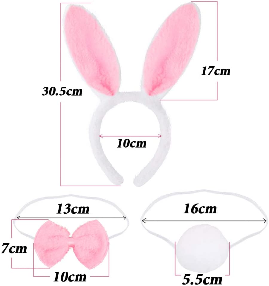 Tavşan Kostüm Seti Taç Papyon Kuyruk Pembe Renk (5563)