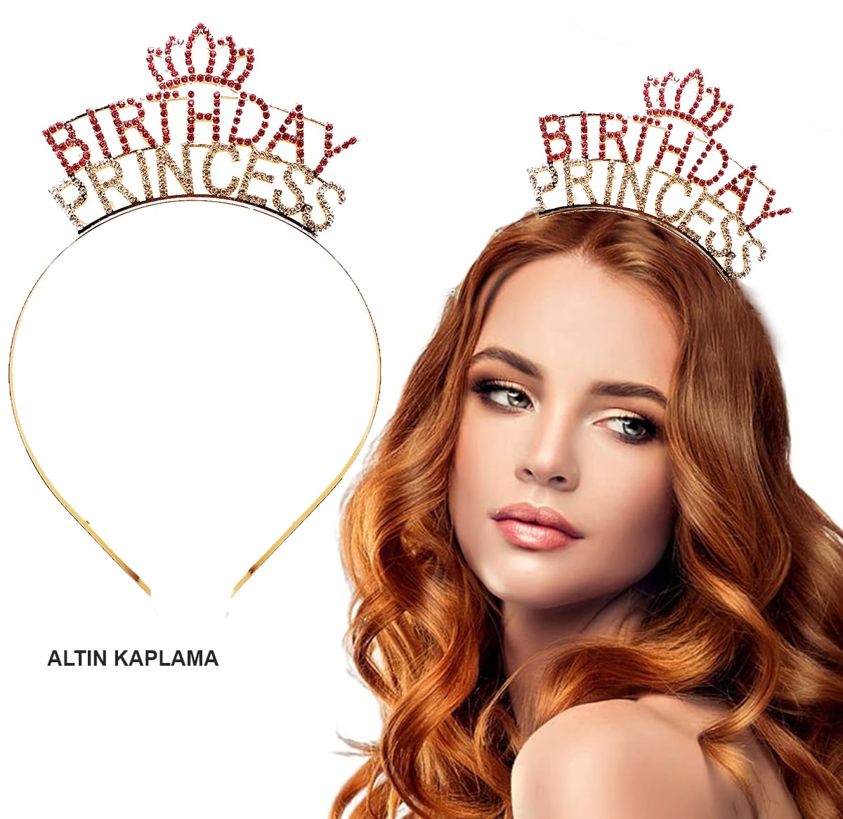 Birthday Princess Kristal Taç – Altın Kaplama (5563)