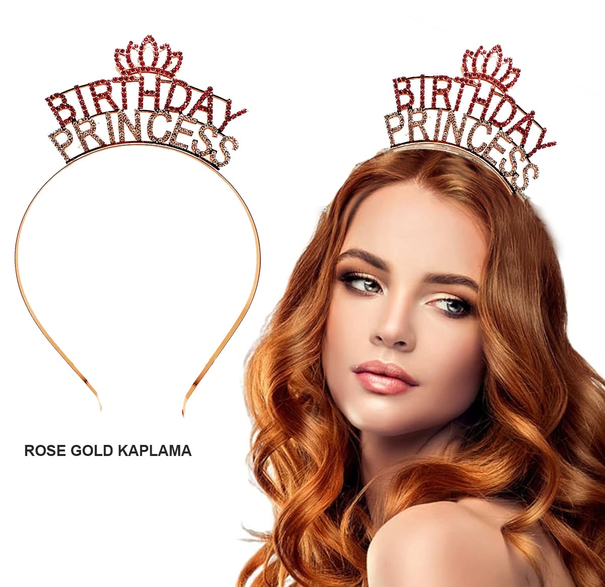 Birthday Princess Kristal Taç – Rose Gold Kaplama (5563)