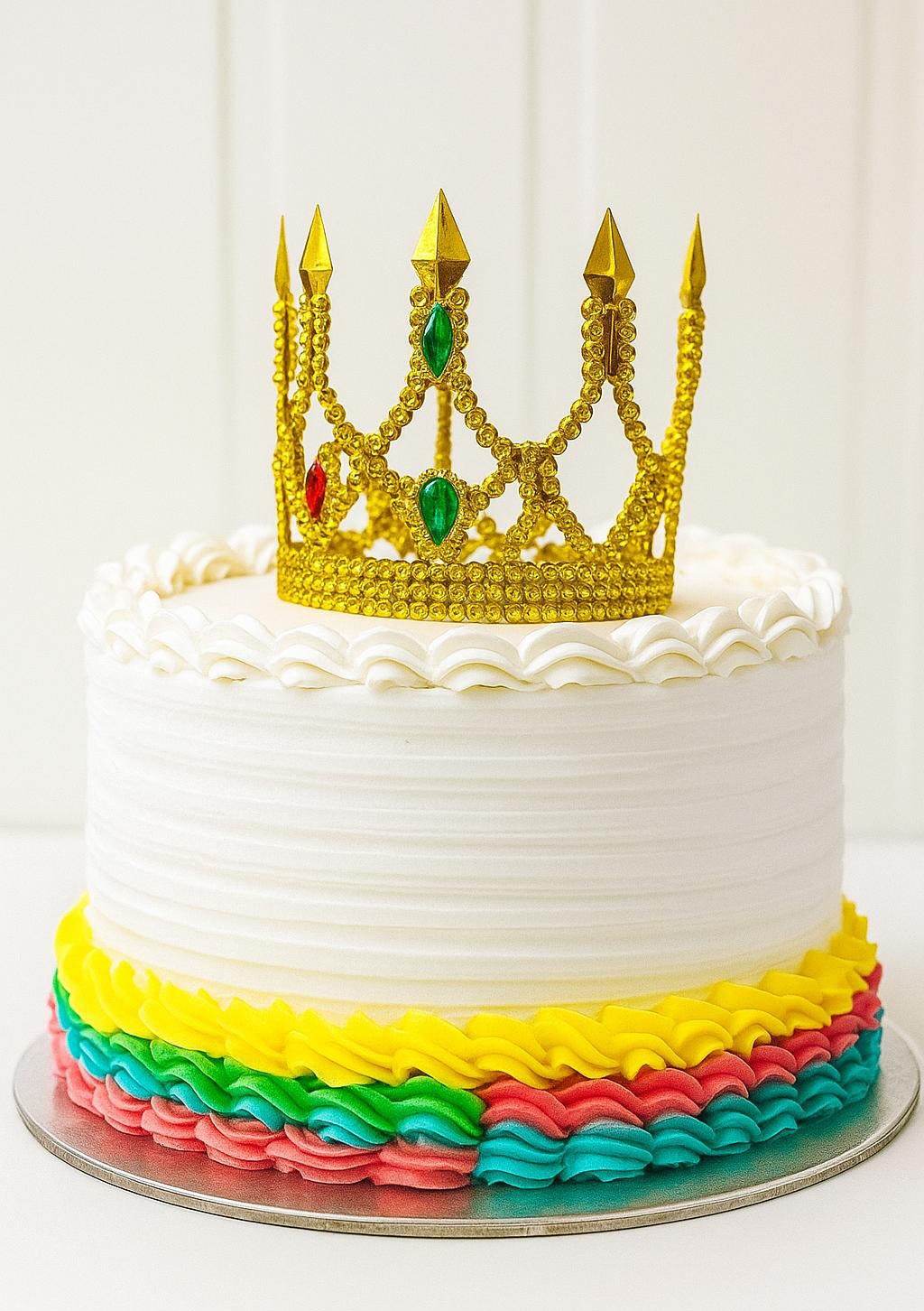 Altın Işıltılı İnce Pasta Tacı Pasta Üstü Taç Plastik Malzeme 8x8 cm (5563)