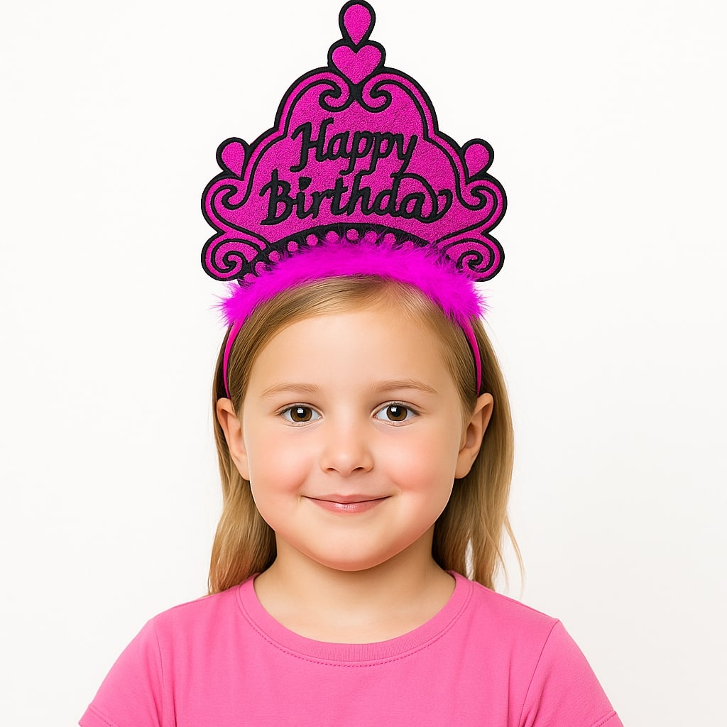 Fuchsia Happy Birthday Prinzessin Krone – Geburtstags-Krone Accessoire (5563)