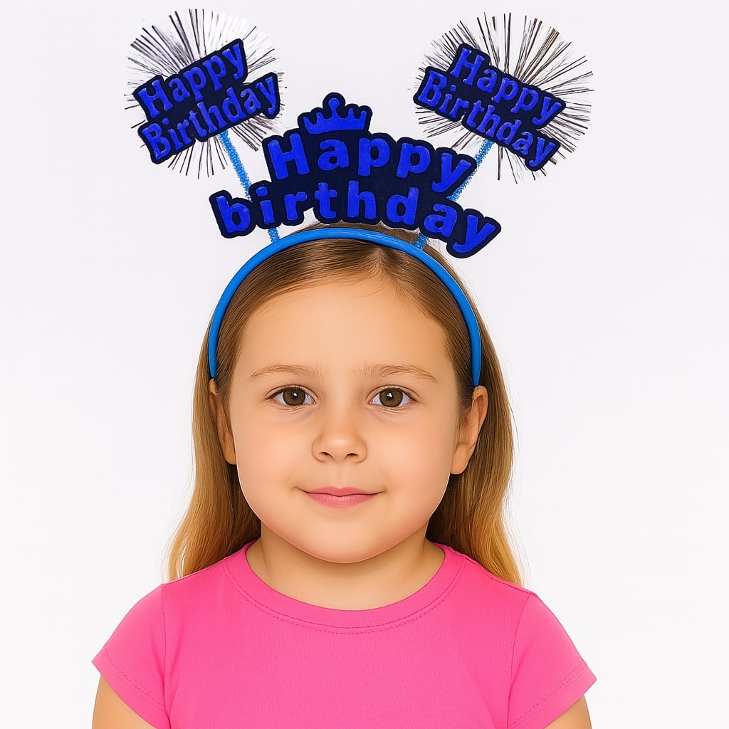 Doğum Günü Kutlaması İçin Mavi Taç – Işıltılı Yazılı Parti Tacı (5563)