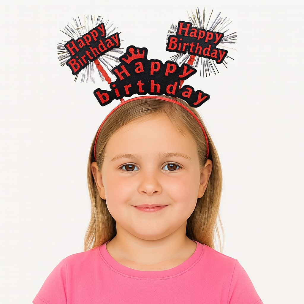 Doğum Günü Kutlaması İçin Kırmızı Taç – Işıltılı Yazılı Parti Tacı (5563)