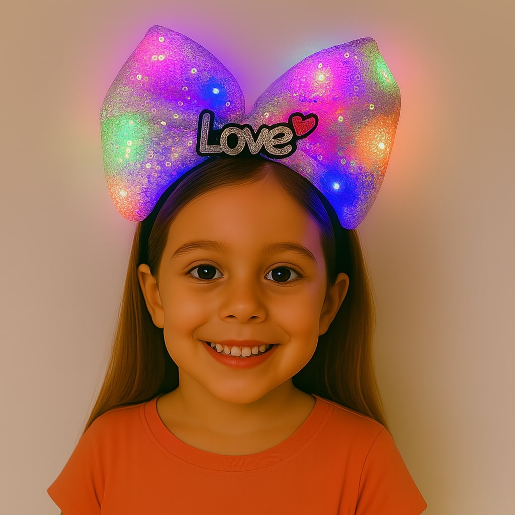 LED Licht Love Schleife Krone – Mädchen Party Tiara (5563)