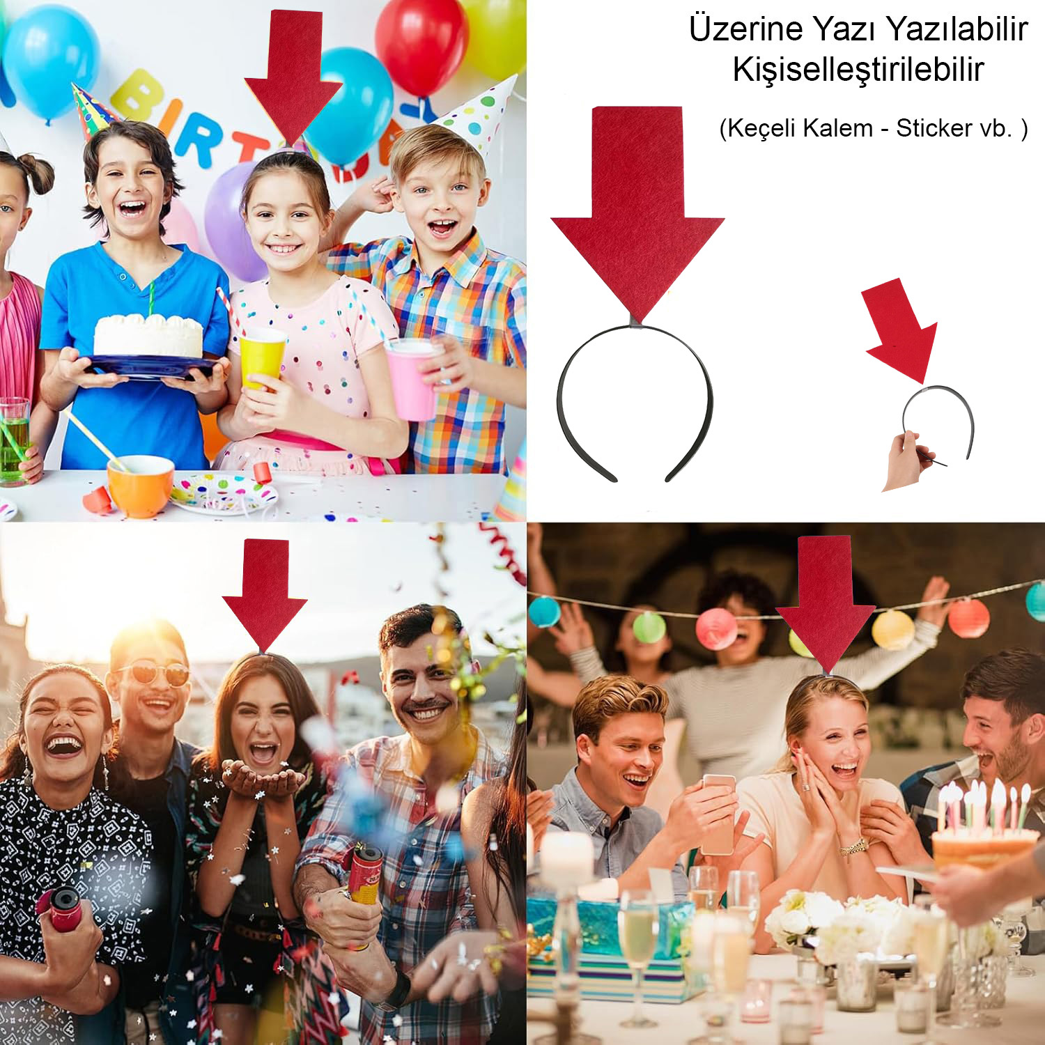 Personalisierbare Pfeil-Krone – Beschreibbare Partykrone Rot (5563)