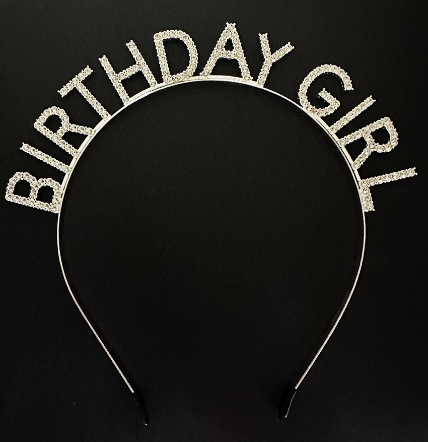 Gümüş Kristal Taşlı Birthday Girl Doğum Günü Tacı İthal Ürün A Kalite 17x16 cm (5563)