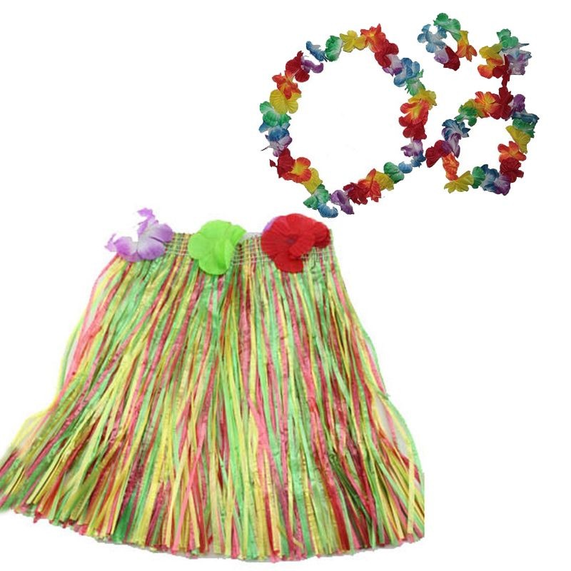 Luau Aloha Hawaii  Kolye Etek Taç ve Bileklik Seti (5563)