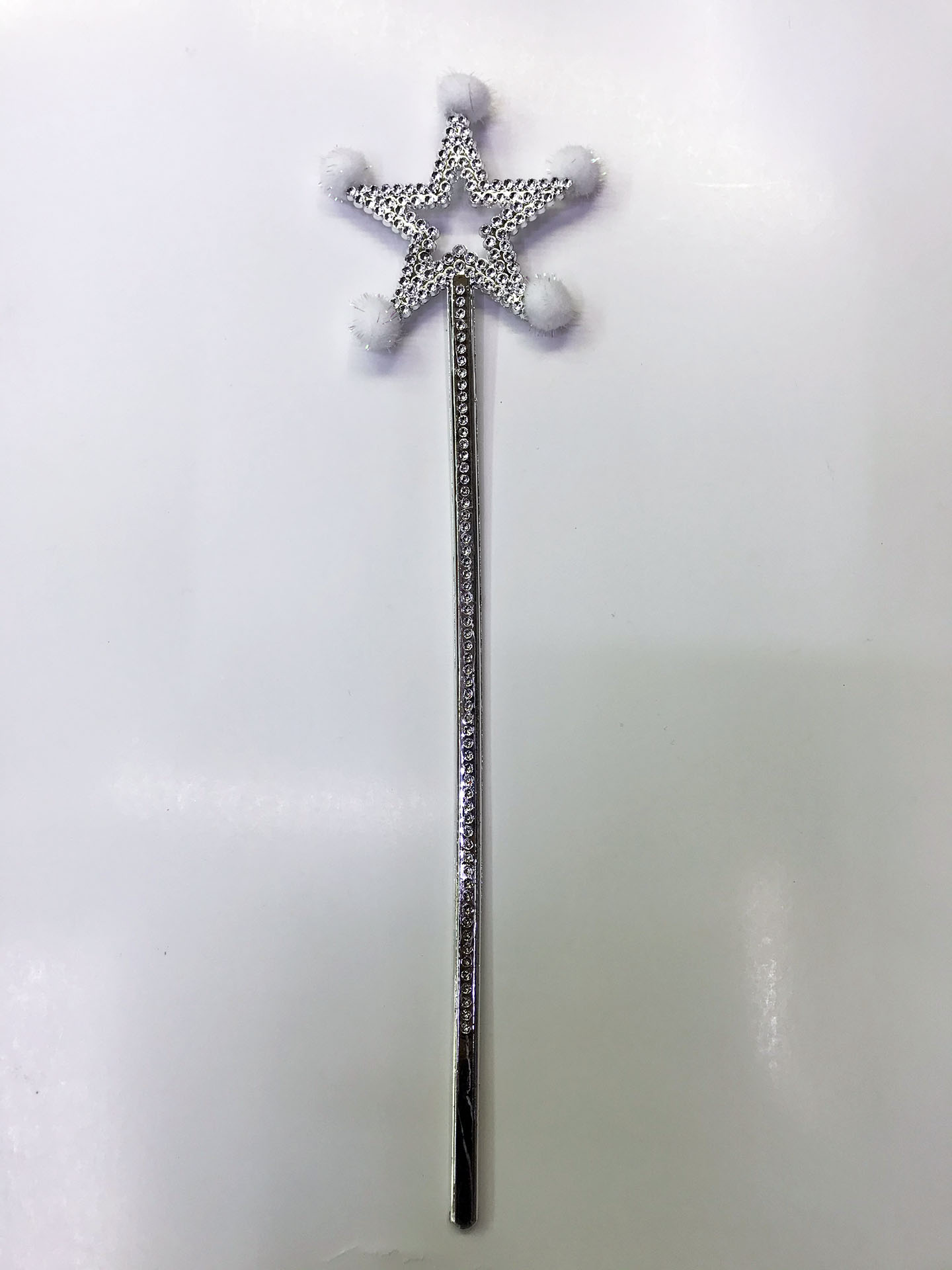 Stern-Feenstab Magischer Zauberstab mit weißem Pompon (5563)