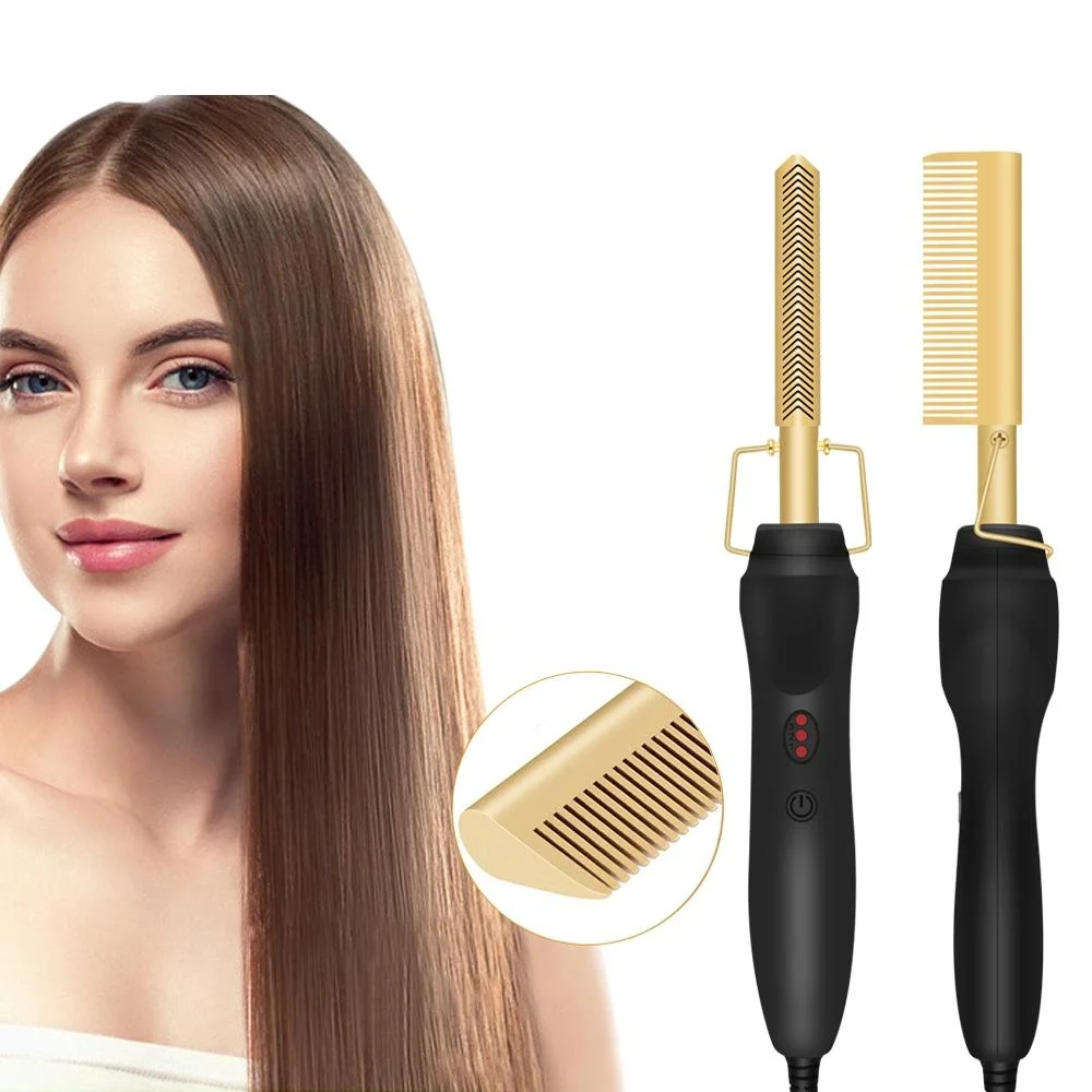 2 in 1 Elektrikli Isıtma Tarak Saç Düzleştirici Bigudi Islak Kuru Saç  Fırçası Saç Şekillendirici Egonex (5563)