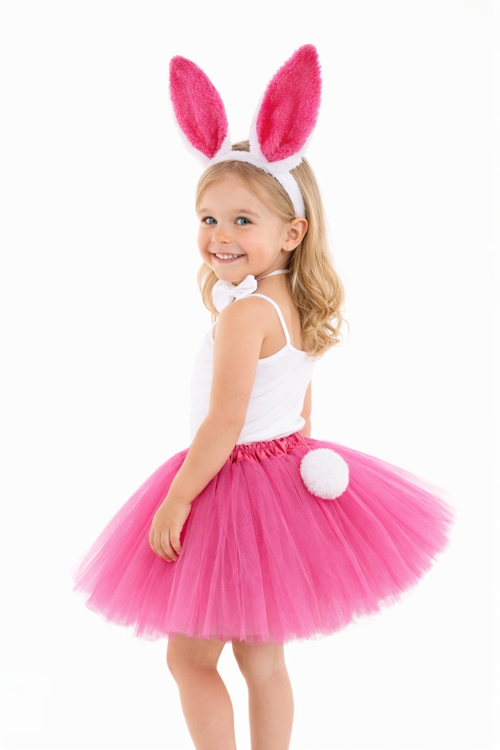 Fuşya Tavşan Kostüm Seti Kız Çocuk – Tütü Etekli 4 Parça (5563)