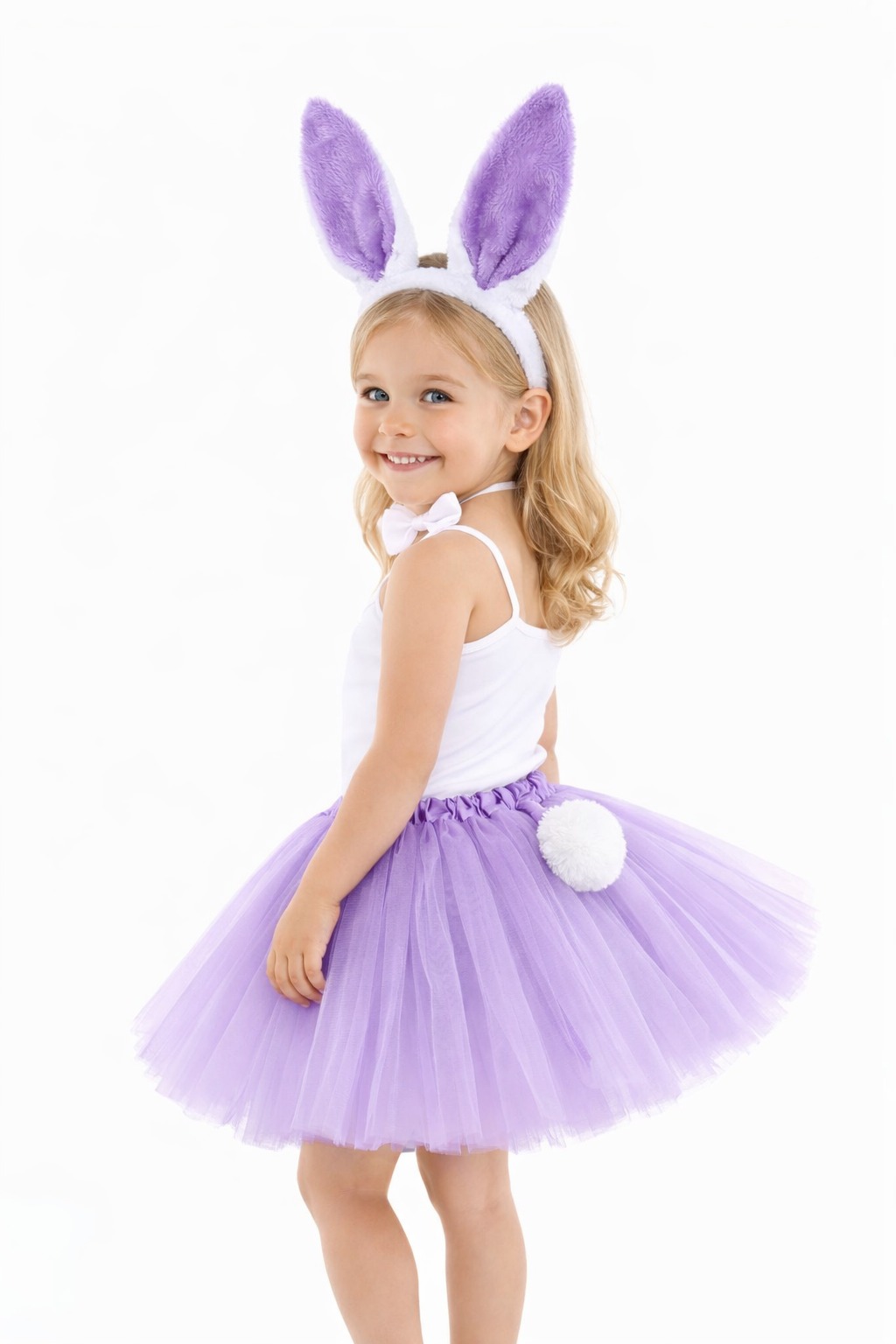 Lila Hasenkostüm-Set für Mädchen – 4-teilig mit Tüllrock (5563)