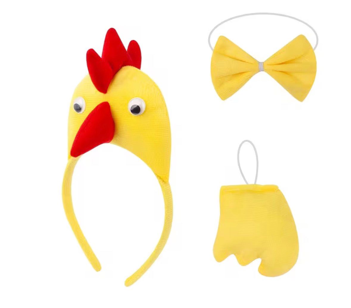 Kinder Hahn-Kostüm-Set 3-teilig (Krone + Fliege + Schwanz) (5563)