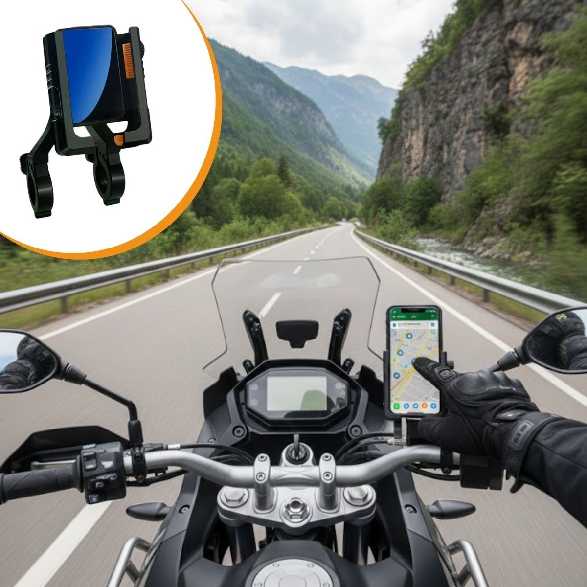 Evrensel Motosiklet Telefon Tutucu – Kaymaz, Kilitlenebilir Güvenli Tutuşlu, 360° Ayarlanabilir Gidon Bağlantılı Akıllı Telefon Aparatı (5563)