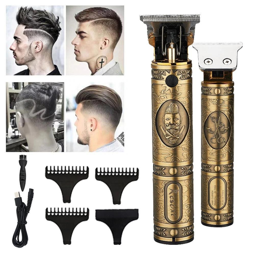 Hair and Beard Trimmer T-2023 Gold Professional Clipper (5563)