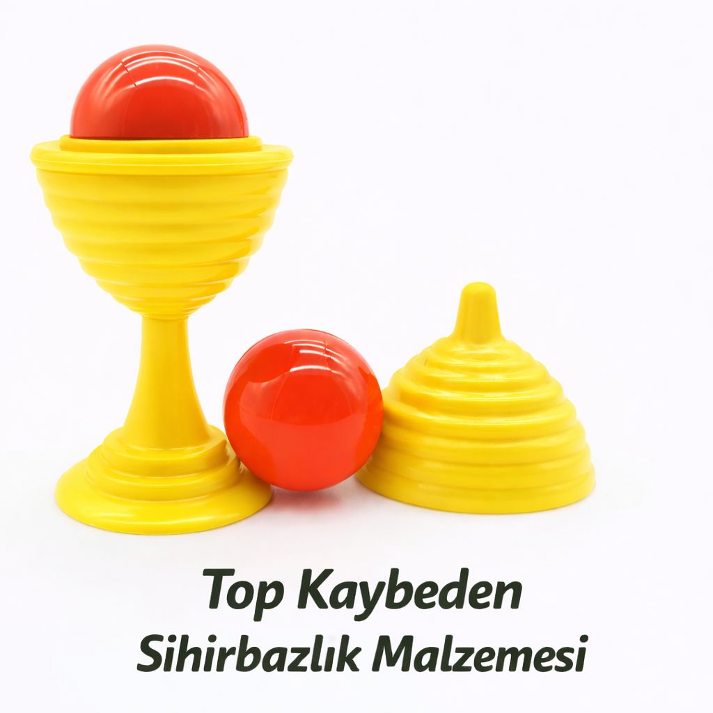 Gelber Zauberbecherspiel mit verschwindendem Ball 7 cm (5563)