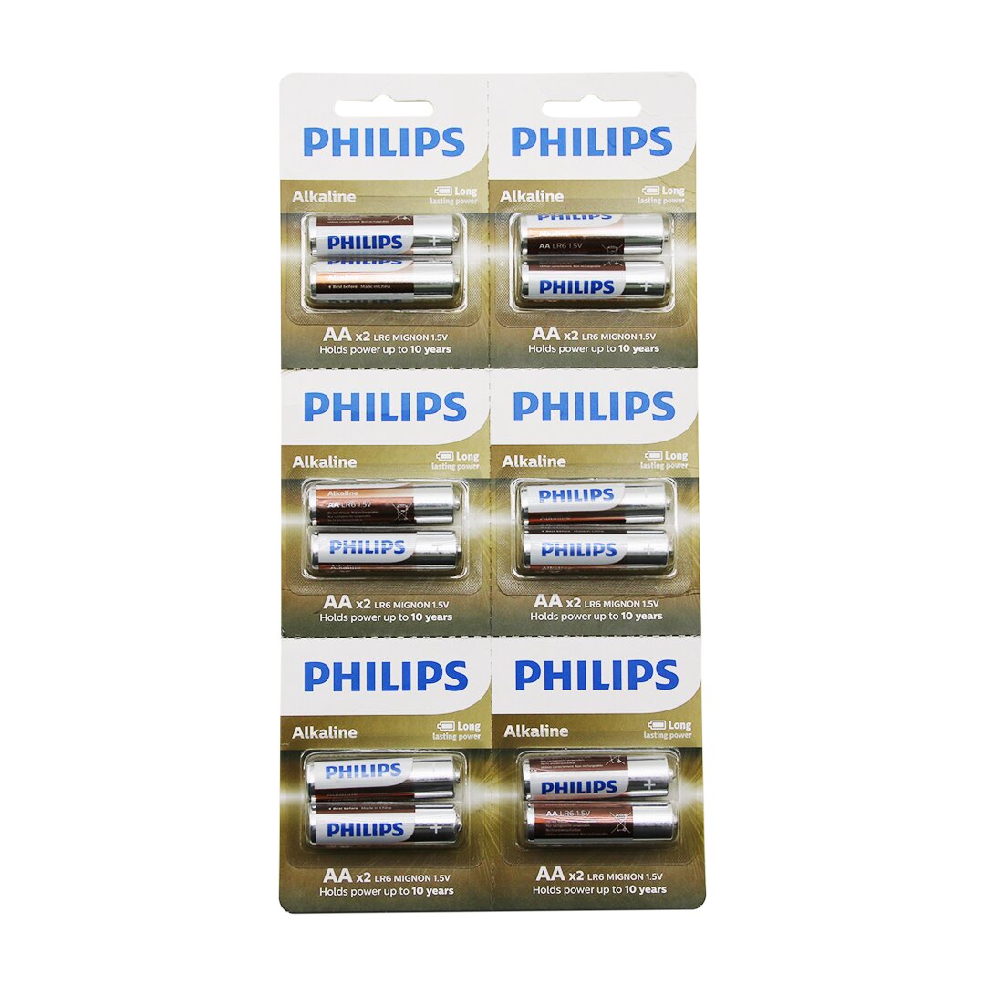 PHILIPS  ALKALİNE KALEM - AA - 1.5V  PİL  12PCS= 2Lİ X 6 (5563)