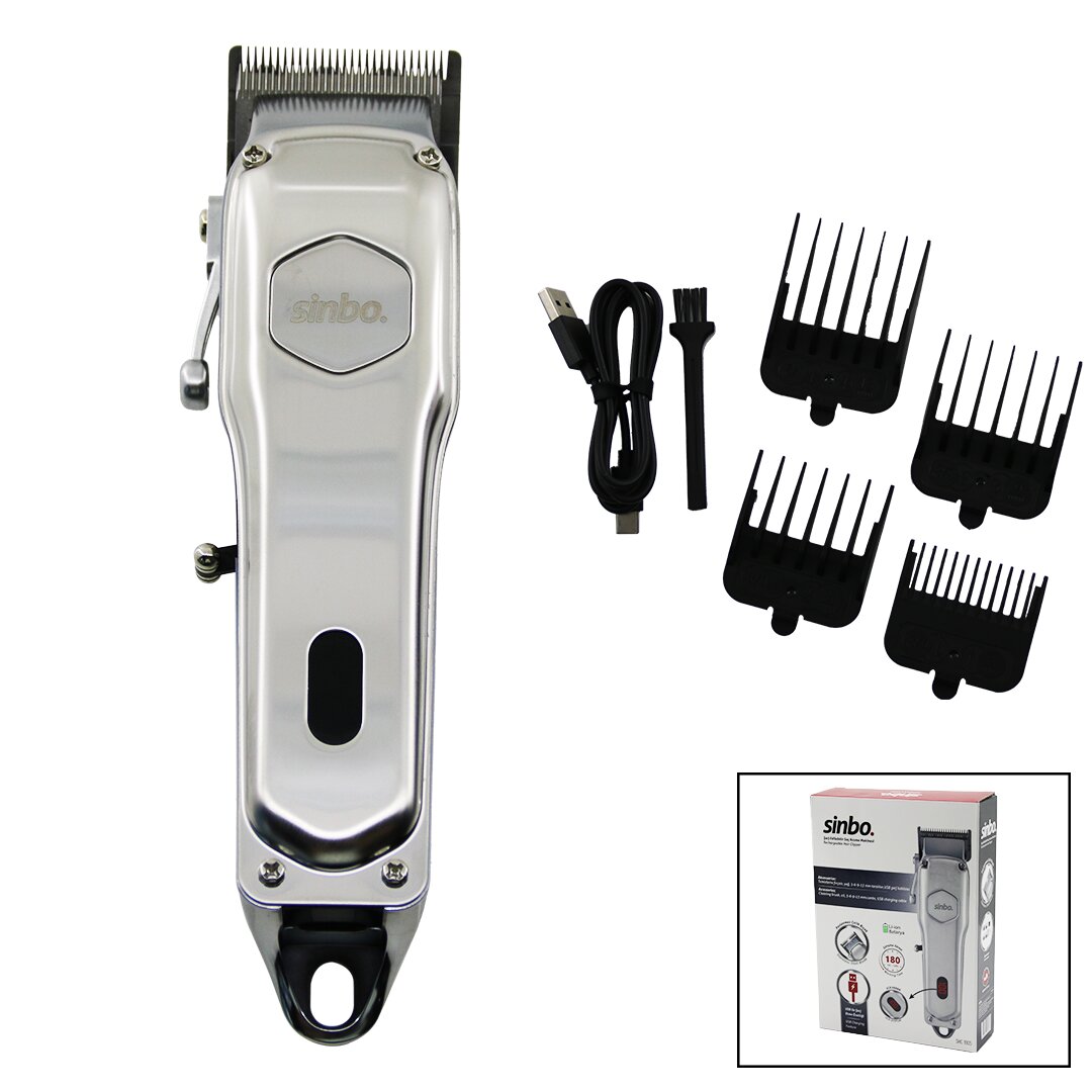 USB ŞARJLI - DİJİTAL GÖSTERGE  SAÇ - SAKAL KESME TRAŞ MAKİNESİ  ÇELİK GÖVDE - KOLLU TARAK AYARI SHC-1905 (5563)