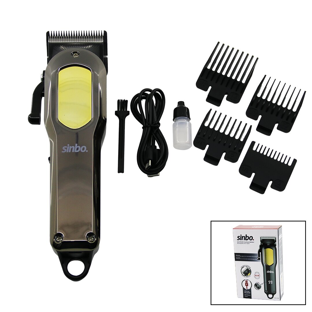 KESİM AYAR MANDALLI USB ŞARJLI - LCD GÖSTERGELİ SAÇ KESME TRAŞ MAKİNESİ GÖVDE KROM KAPLAMA SHC-4396 (5563)