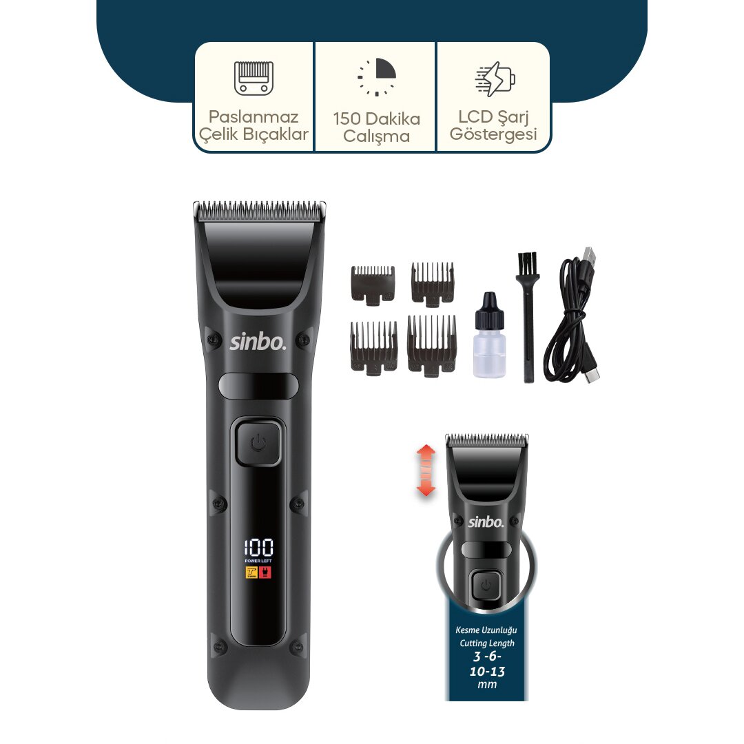 USB Rechargeable Hair & Beard Trimmer with LCD Display SHC-1911