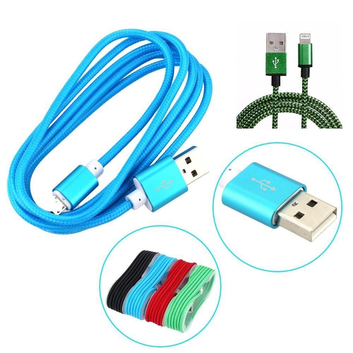 1.5 Metrelik Örgü Şeklinde Apple Iphone Ipad Data Şarj Kablosu (5563)