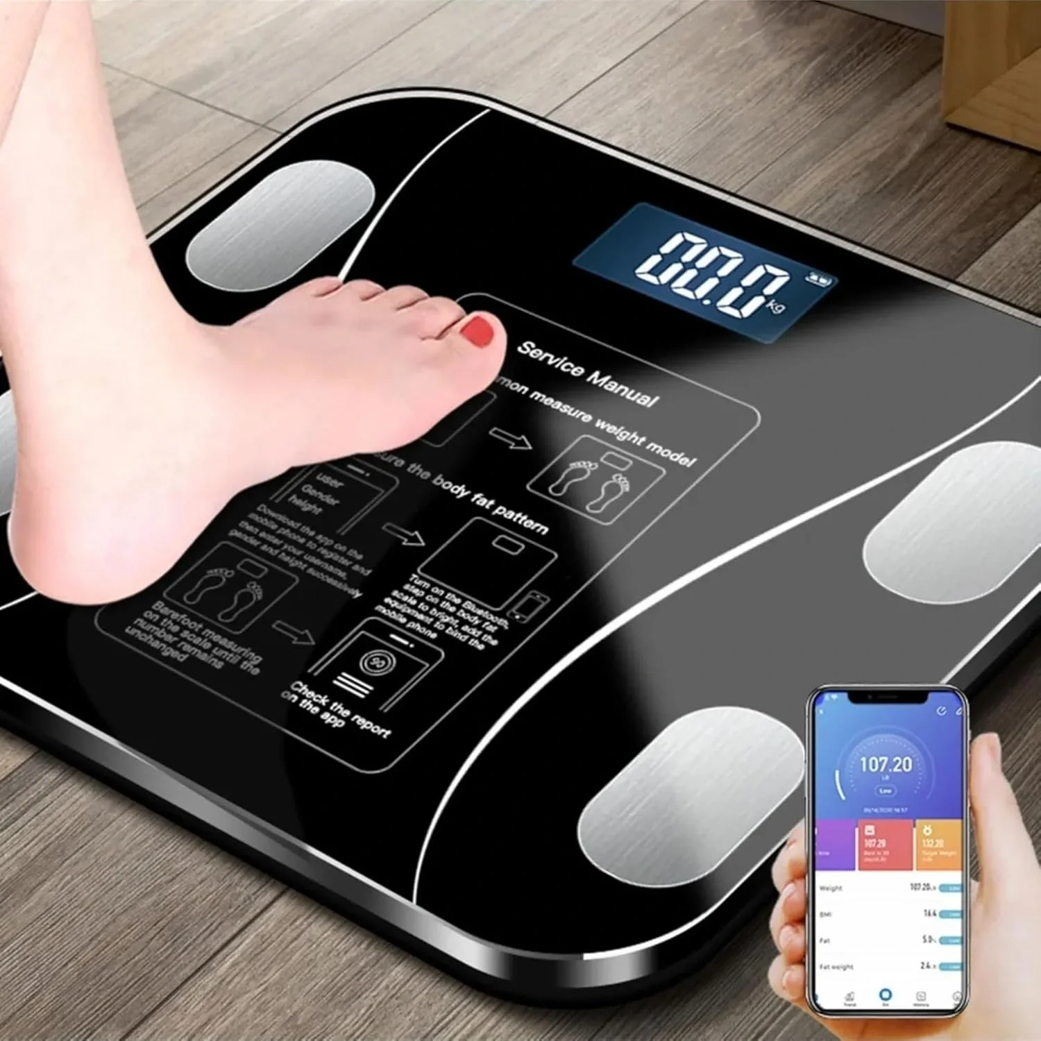 Digitale Waage mit Körperfettmessung Bluetooth LCD Smart Scale (5563)