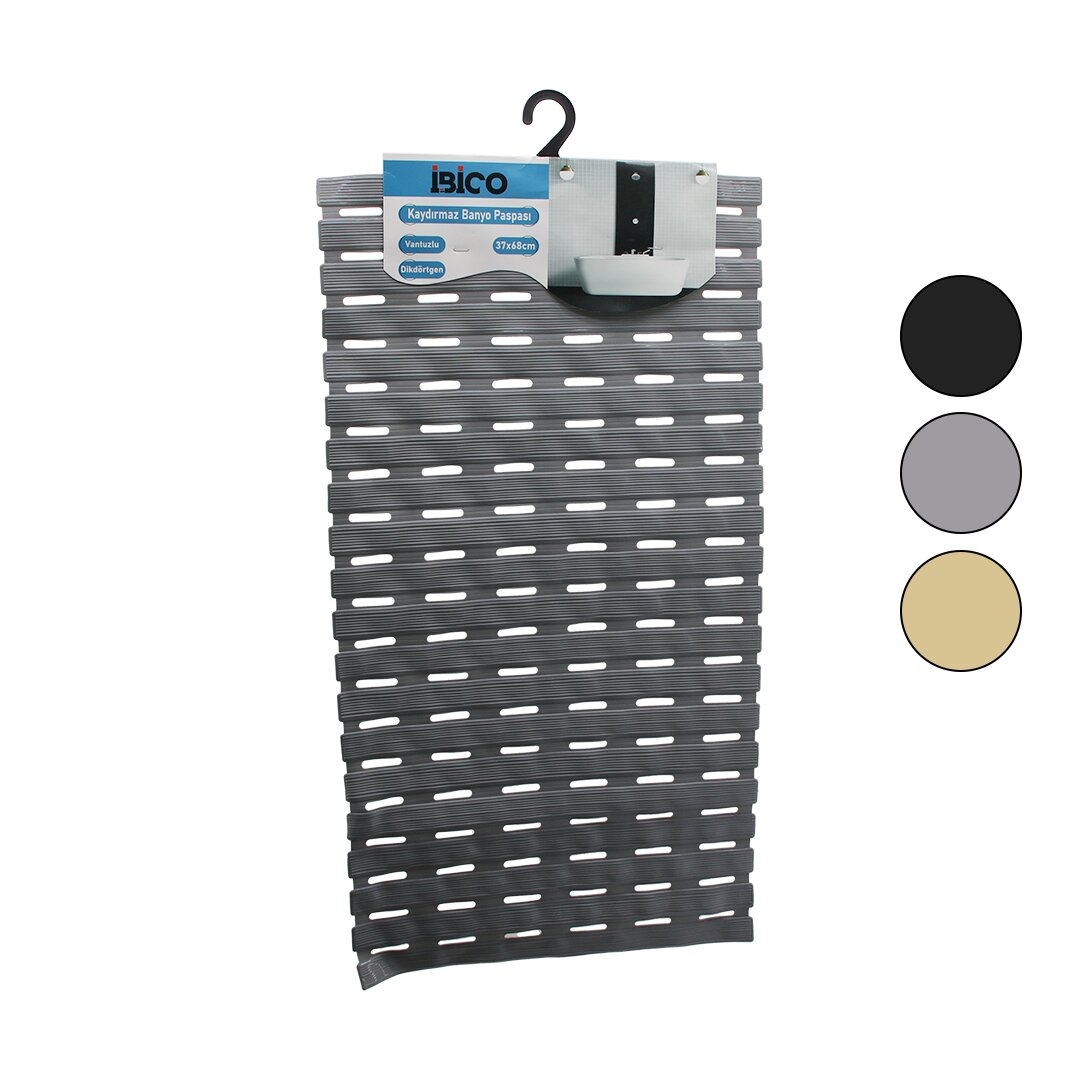 DİKDÖRTGEN-EKO PVC   VANTUZ-RENKLİ  KAYDIRMAZ BANYO - KÜVET PASPAS37X68CM (5563)