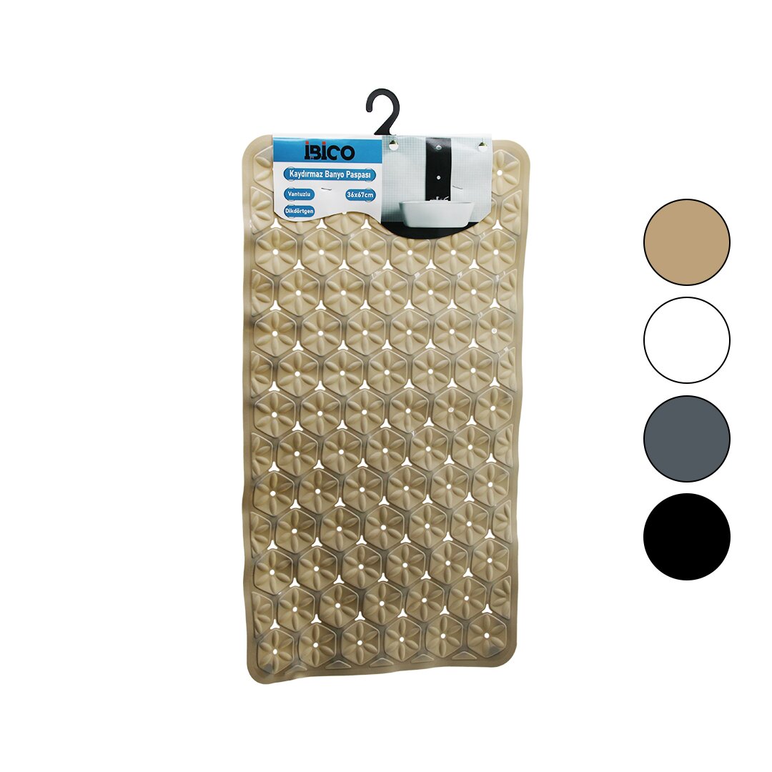 Rectangular Plastic Embossed Flower Pattern Colorful 92PCS Suction Cup Non-Slip Bathroom Bath Mat 36X67CM (5563)