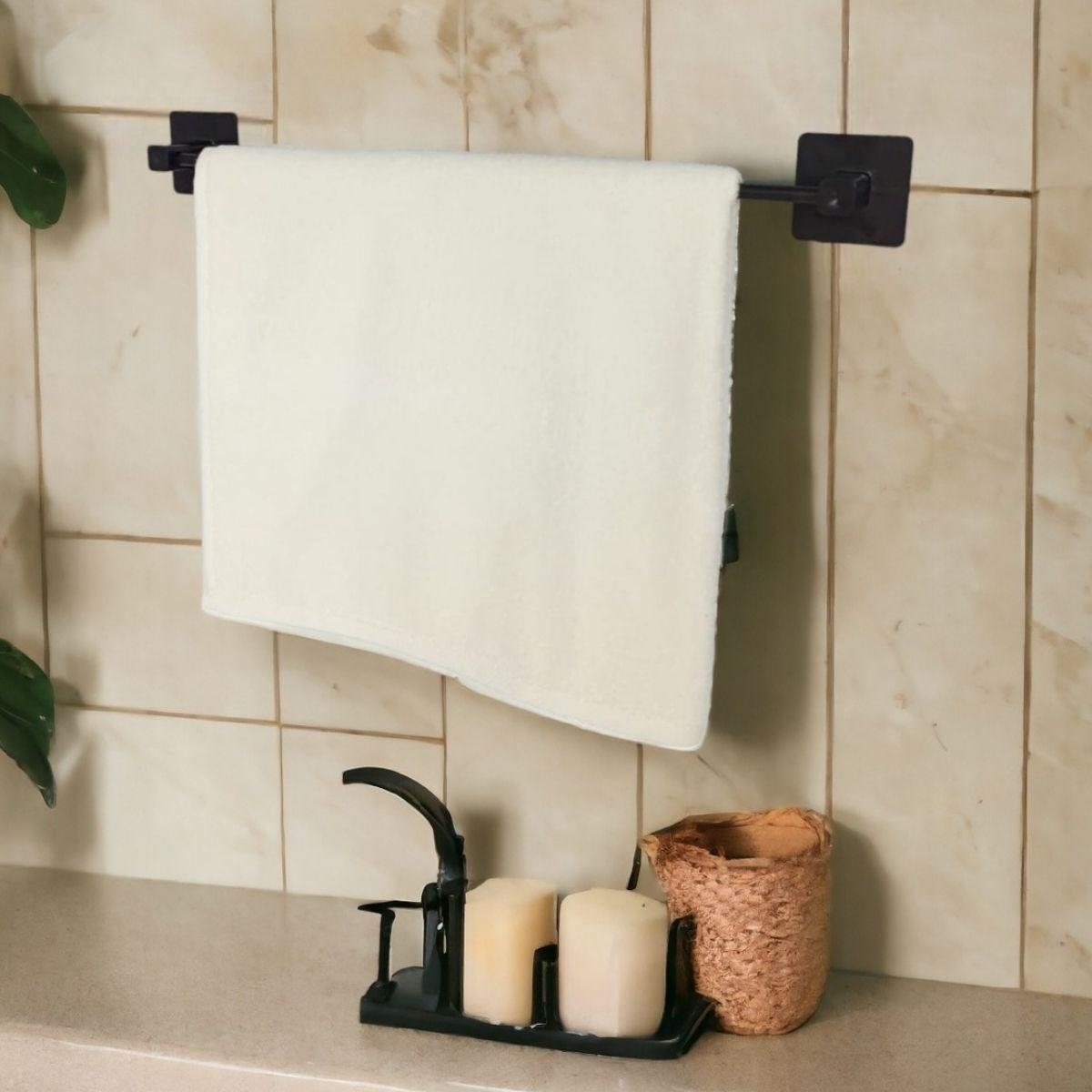 Selbstklebende schwarze Handtuchstange (5563)