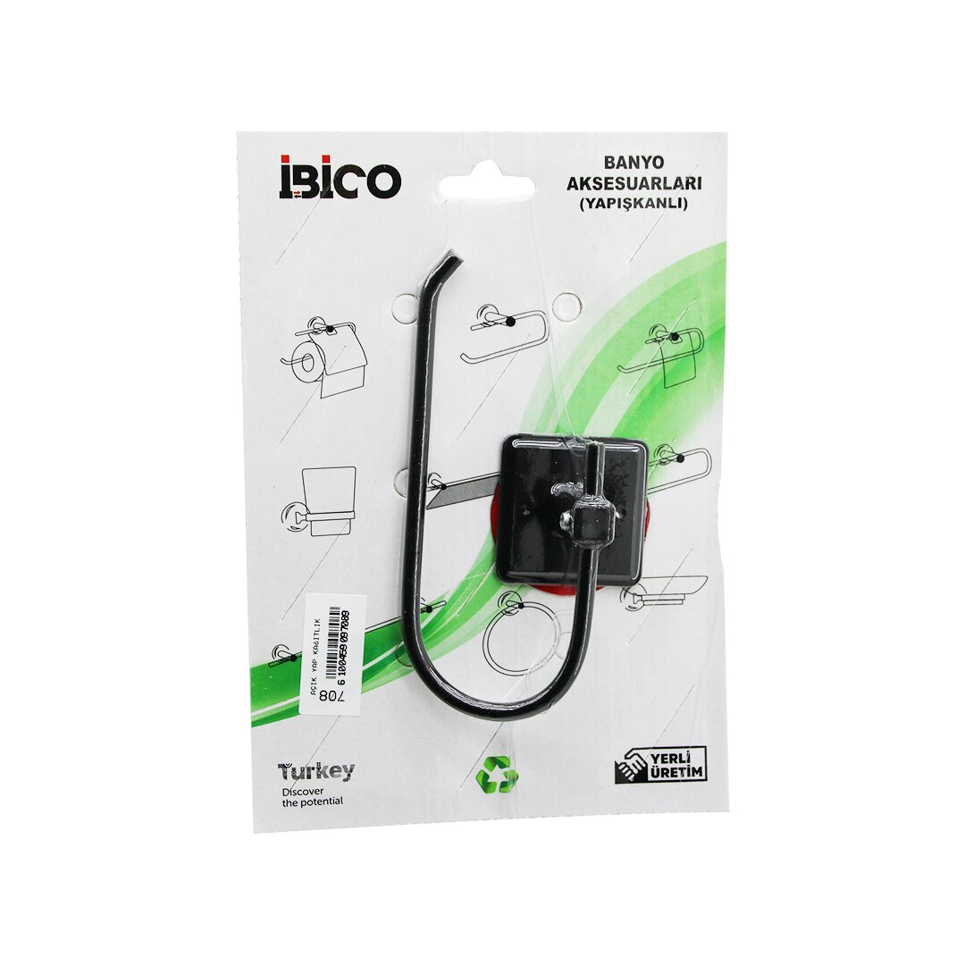 Black Metal Open Toilet Paper Holder Adhesive Mount BNY-708