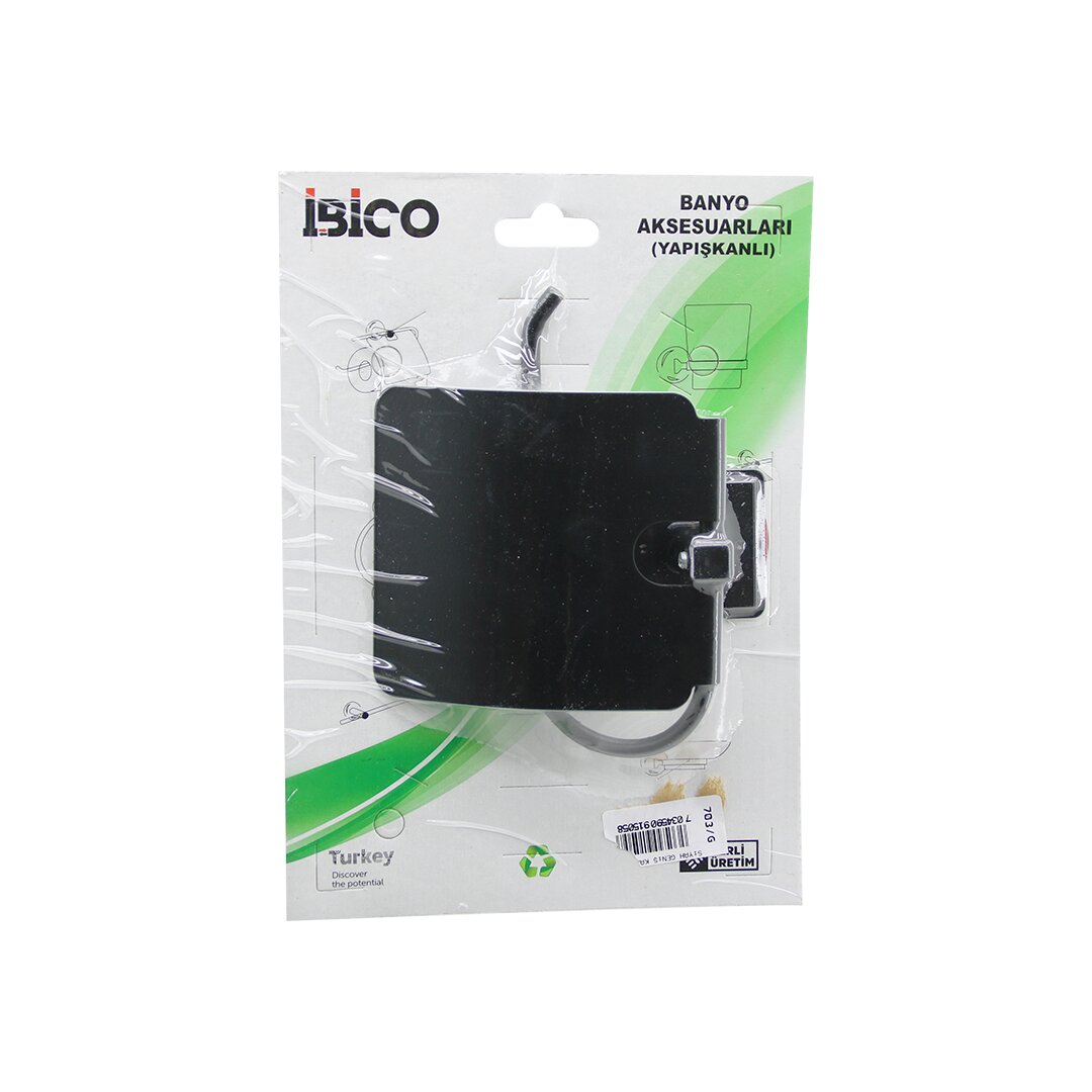 Black Metal Wide Cover Toilet Paper Holder Adhesive Mount BNY-703G